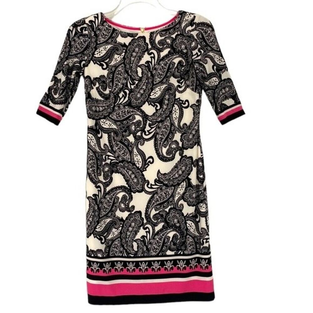 Eliza J Dress Paisley Print Knee Length Shift Ladylike Classic Career Size 2 New